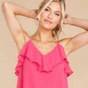 🍓L'AGENCE Pink Ruffle Top M